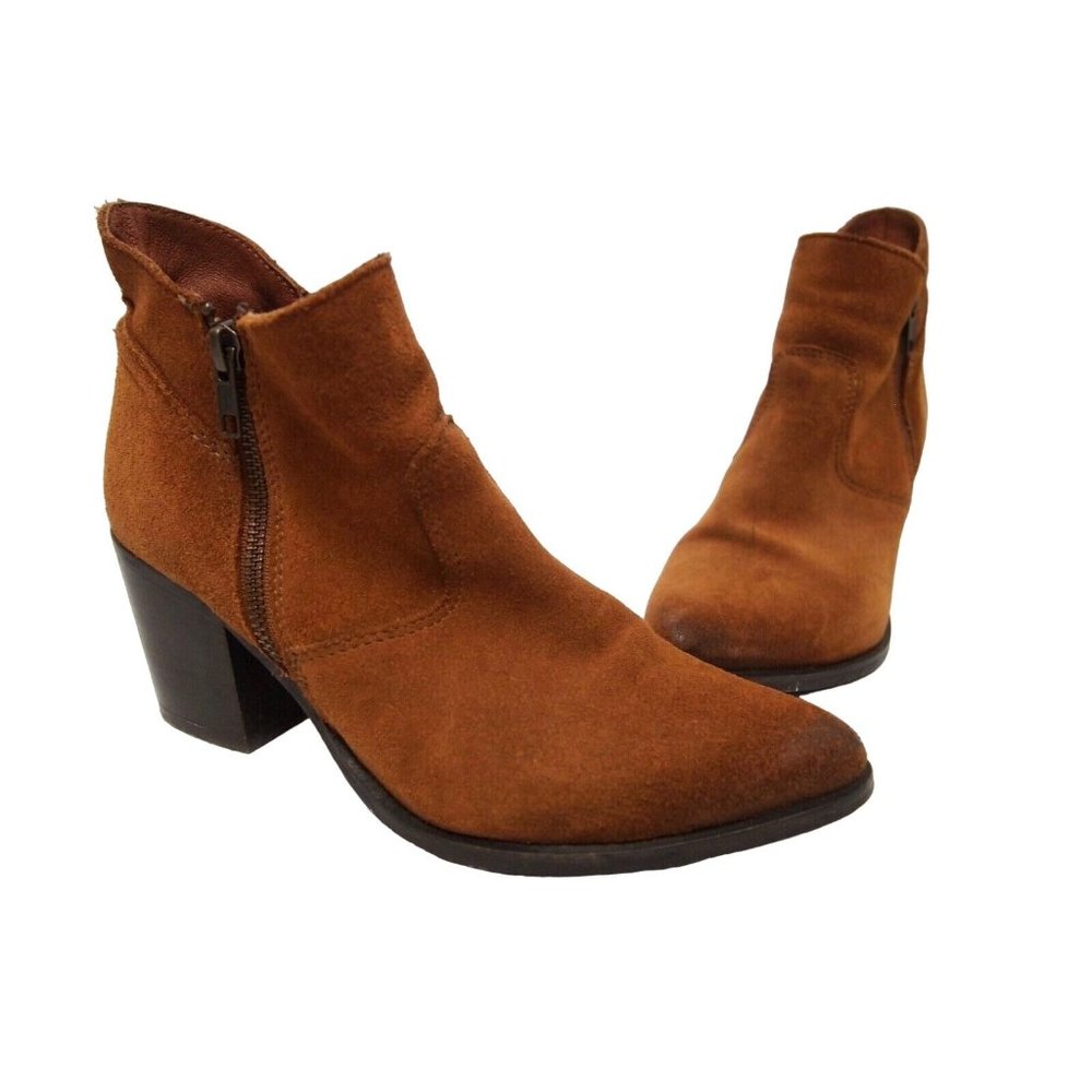 Steve Madden Womens Ankle Boots 8 Suede Brown Western Size Booties 3" Heeled